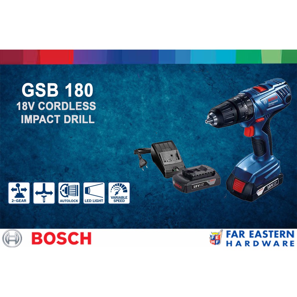 Bosch Gsb Li Cordless Impact Hammer Drill Kit Rbpt Shopee