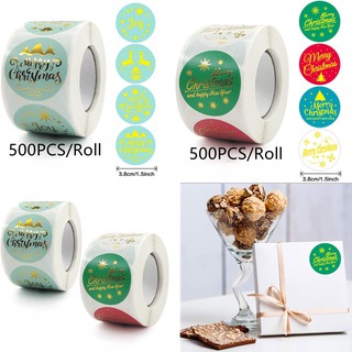 1000 Pieces 1.5 Inches Merry Christmas Stickers Holiday Stickers for Cards Cute Holiday Package Sticker for Envelope Happy New Year Label Circle Xmas Sticker Roll for Handmade Goods Greeting Card 