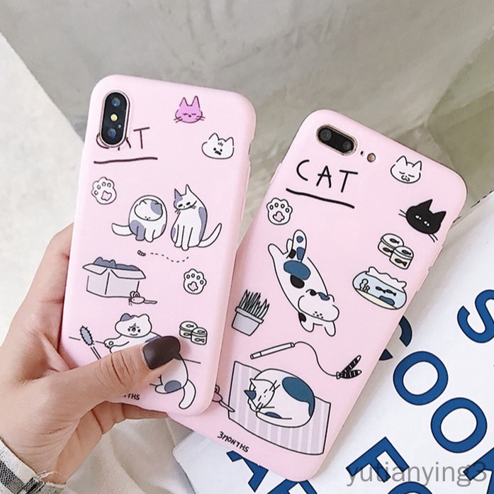 Soft Case TPU Motif  Cat  Cute for IPhone 5 5S SE 6 6S Plus 