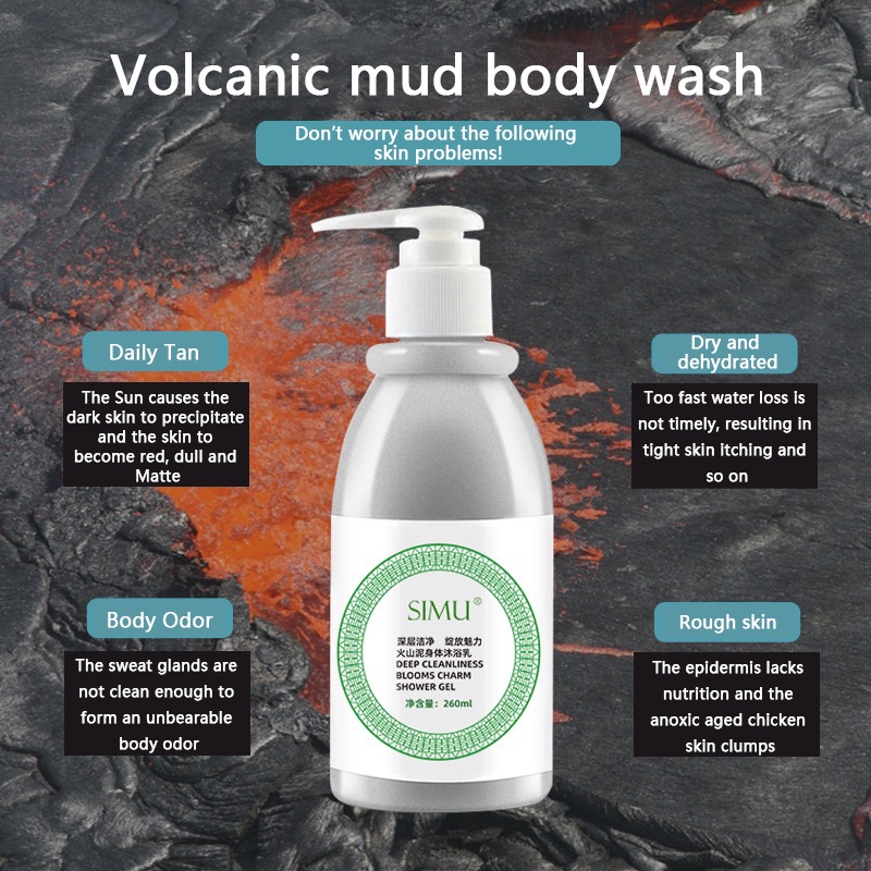 Volcanic Mud Shower Gel Whitening Body Wash Moisturizing Hydrate Remove