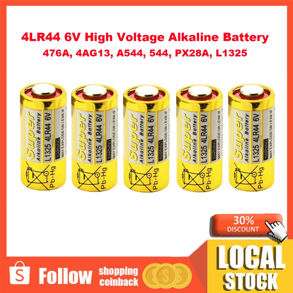 5pcs/lot 4LR44 6V High Voltage Alkaline Battery 476A, 4AG13, A544, 544