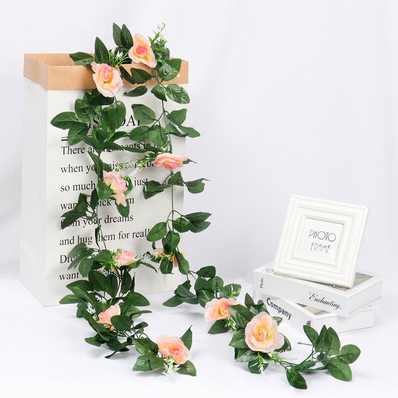 Artificial Flower Vine Decorative Fake Plastic Ivy Hanging Rose Garland Wedding Home Wall Decoration Faux Plants Leaf