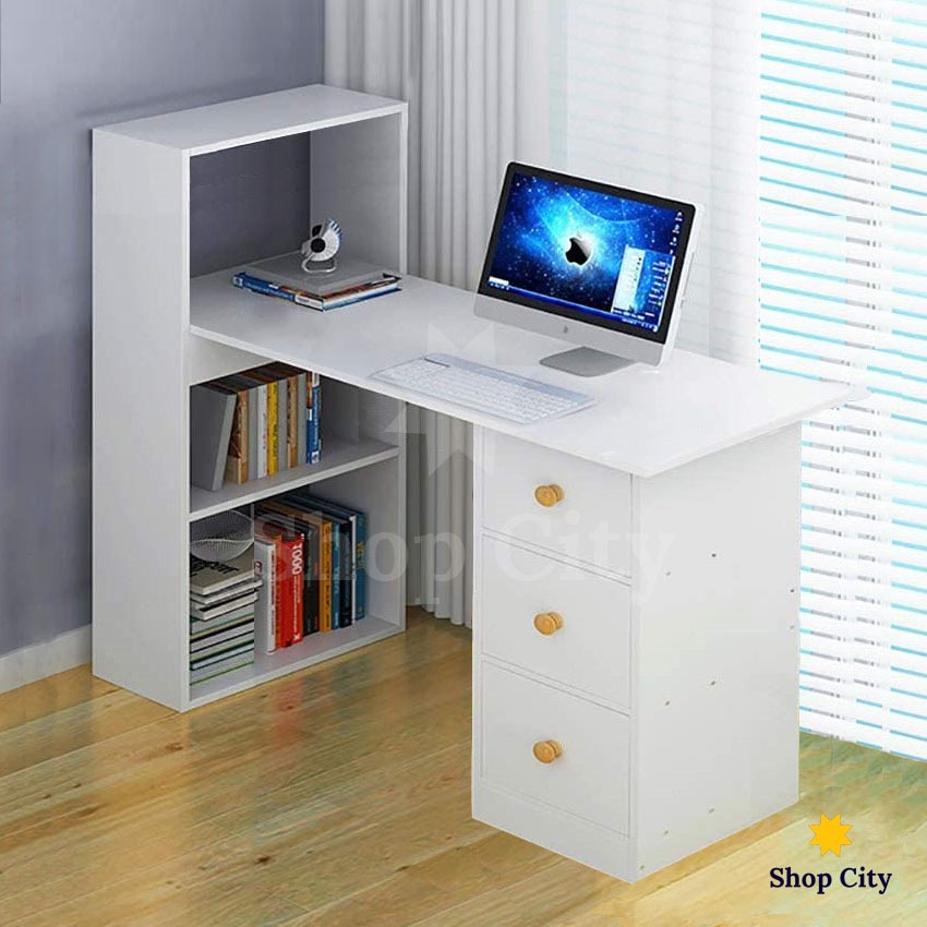 Scy 100x40x100 Computer Table Study, White Desk With File Cabinet Drawers In Philippines