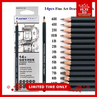 HOKKA 14PCS Charcoal Soft Art Matt Painting Sketch Pencil （18cm）