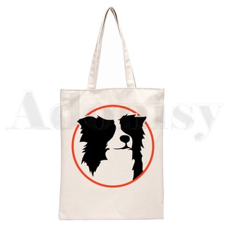 COD Low price event sale Border Collie Dog Printed Harajuku Canvas Bag Shoulder Handbag Shopping Bou #10