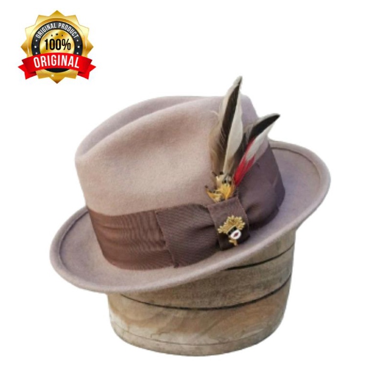 Laken Stouth Triby Fedora Hat Light Brown With Dark Brown Ribbon