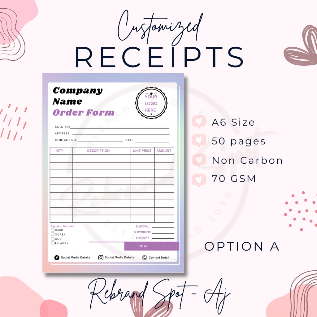 Customized Business Invoice and Receipts Shopee Philippines