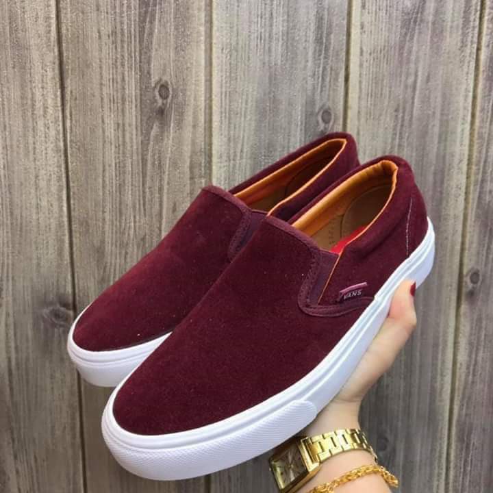 maroon slip on vans