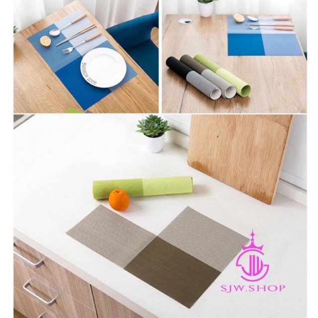 SJW Non stick Placemats Rectangle Pvc Waterproof Dining Table Mats
