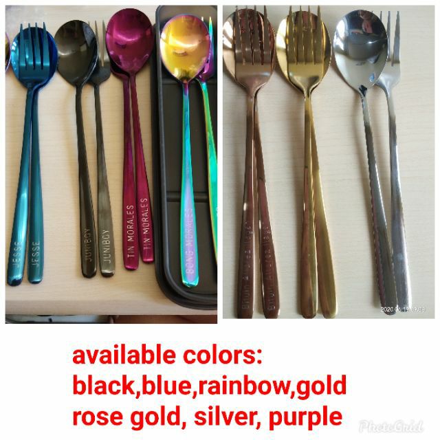 personalized colored spoon and fork name engrave Shopee Philippines