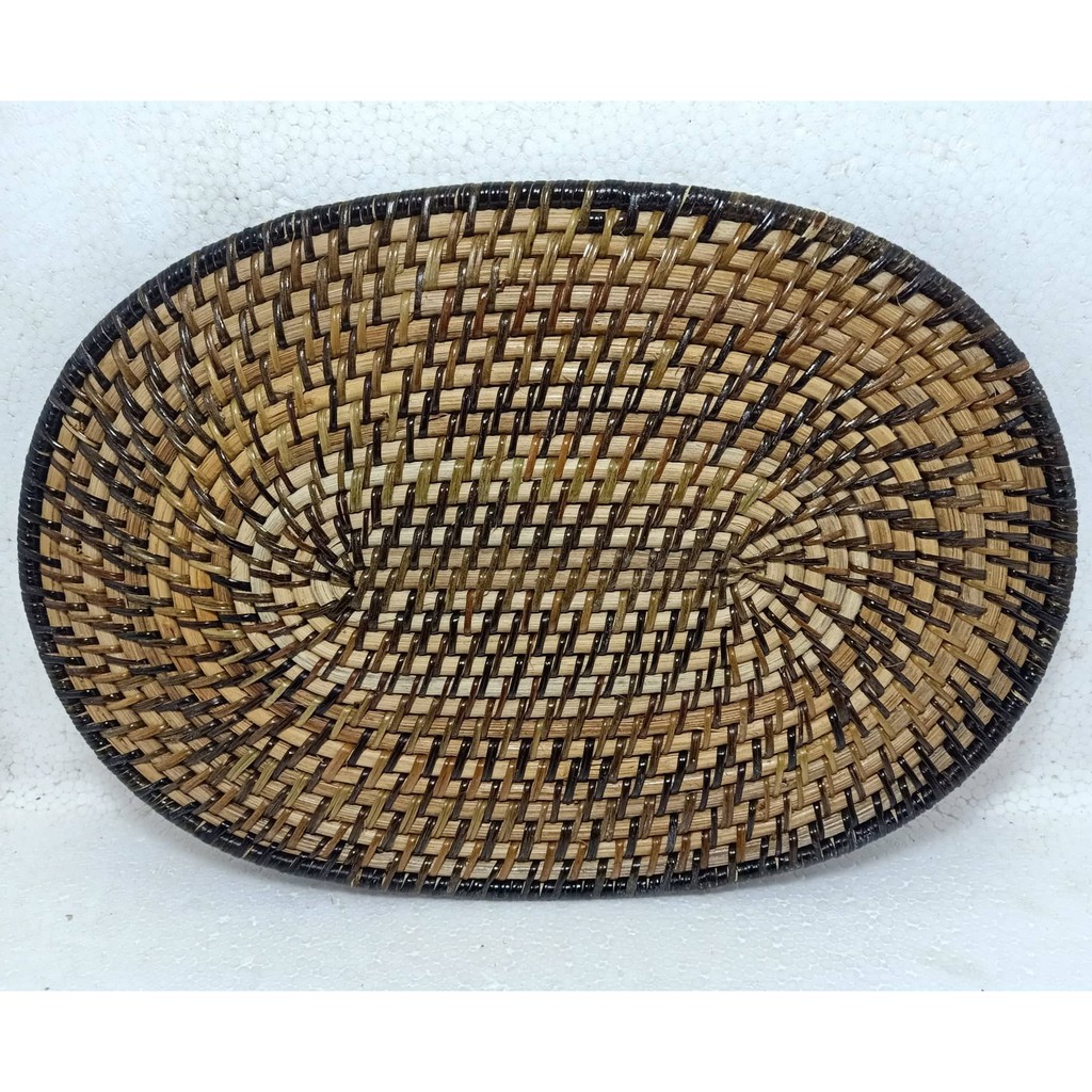 30x23cm Oval Placemat Rattan Woven Wicker Handicraft Native Kitchenware