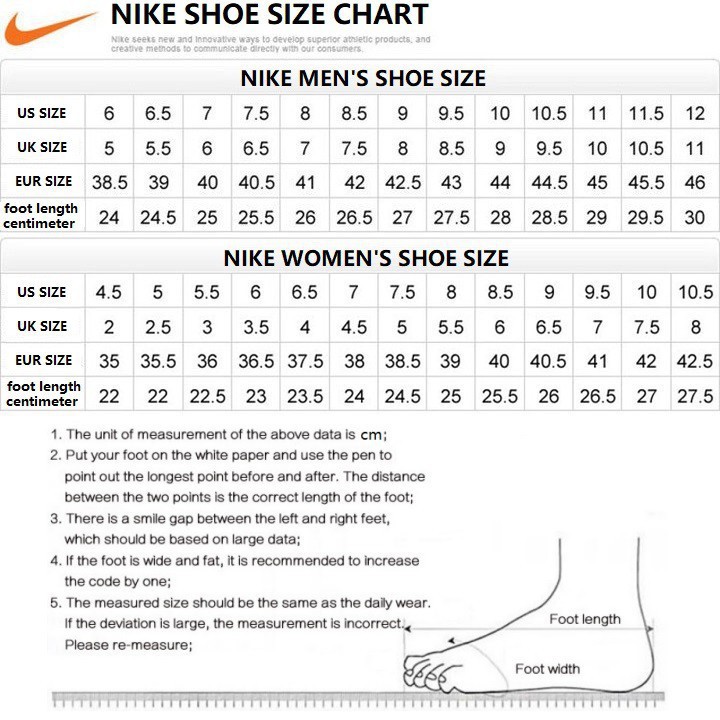 nike width chart
