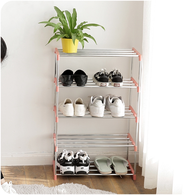 4 Layer Shoe Storage Stainless Steel Stackable Shoes Organizer Storage Stand Shopee Philippines