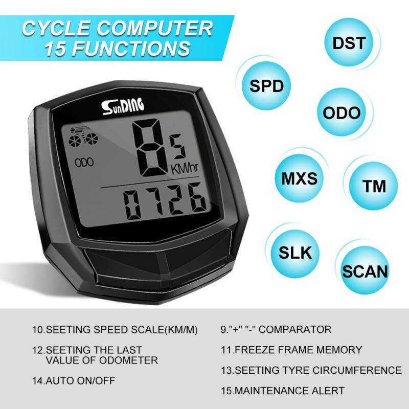 SUNDING Bike Wired Stopwatch Bicycle Multifunction Computer Speedometer Odometer Sensor Outdoor Sport Accessories SD-581 