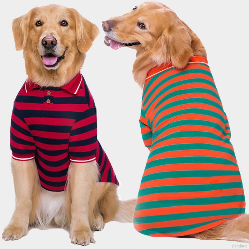 【In Stock】Pet Clothes Thin Section Akita Labrador Golden Retriever Fat Dog Wide Strip T-Shirt