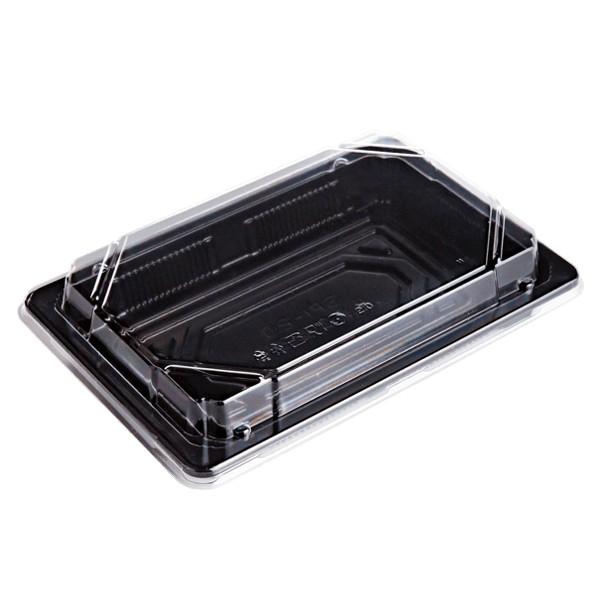 Rectangular Sushi Tray Plain Black with Lid (10pcs)