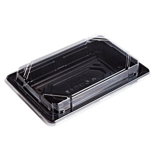 Rectangular Sushi Tray Plain Black with Lid (10pcs) [SMALL SIZE] #2