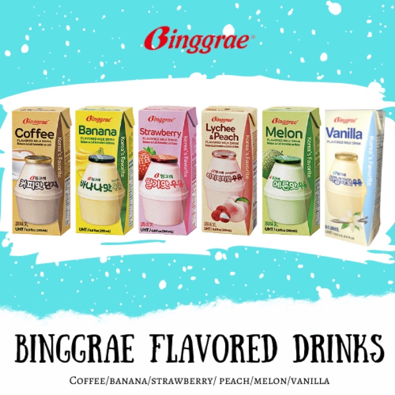 Binggrae Flavored Milk (Korean Milk) Vanilla / Melon / Banana