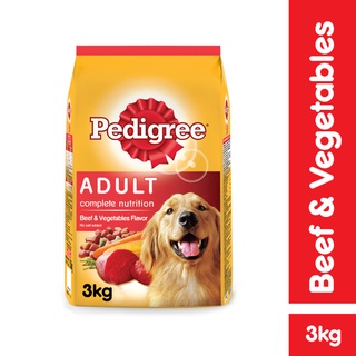 （hot）PEDIGREE Adult Dog Food – Dry Dog Food in Beef & Vegetable Flavor, 3kg. Pet Food for Complete &