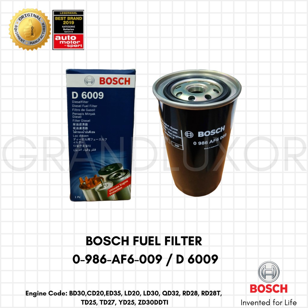 Bosch Diesel Fuel Filter D6009 For Nissan Patrol (Safari Series), Nissan Frontier and Urvan
