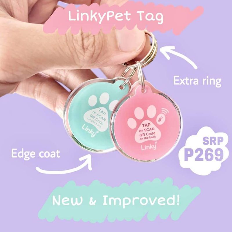 LinkyPet Tag NFC & QR Code Smart Pet ID Lightweight and Waterproof