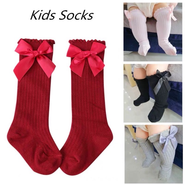 long baby socks with bows