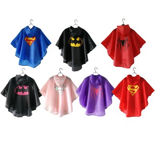 Kids Boys Girls Superman Batman Spiderman Cartoon Polyester Raincoat