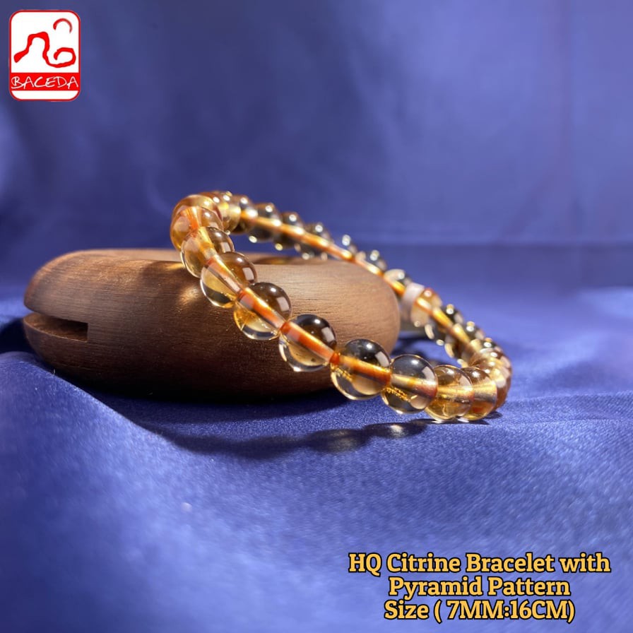 Baceda Natural Crystals of High Quality of Citrine Bracelet with Pyramid Pattern November Birthstone also good for business and attract wealth, revitalize the mind with certificate