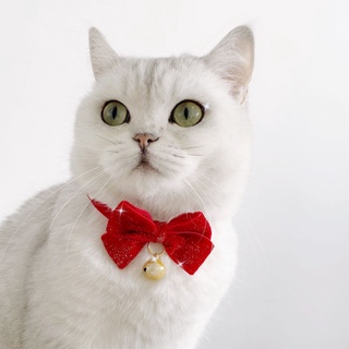⭐New Product⭐Pet Christmas Bow Tie Collar Velvet Adjustable Pet Bell Cat Dog Rabbit Safety Buckle Necklace