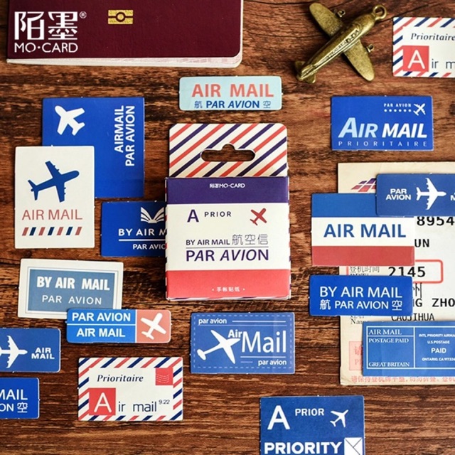 45pcs/box Airmail Paravion Postage Stamp Paper Sticker | Shopee Philippines