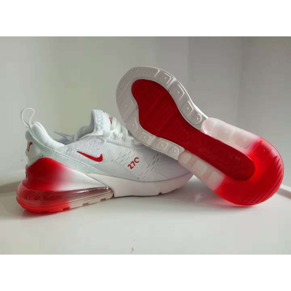 white and red nike 270