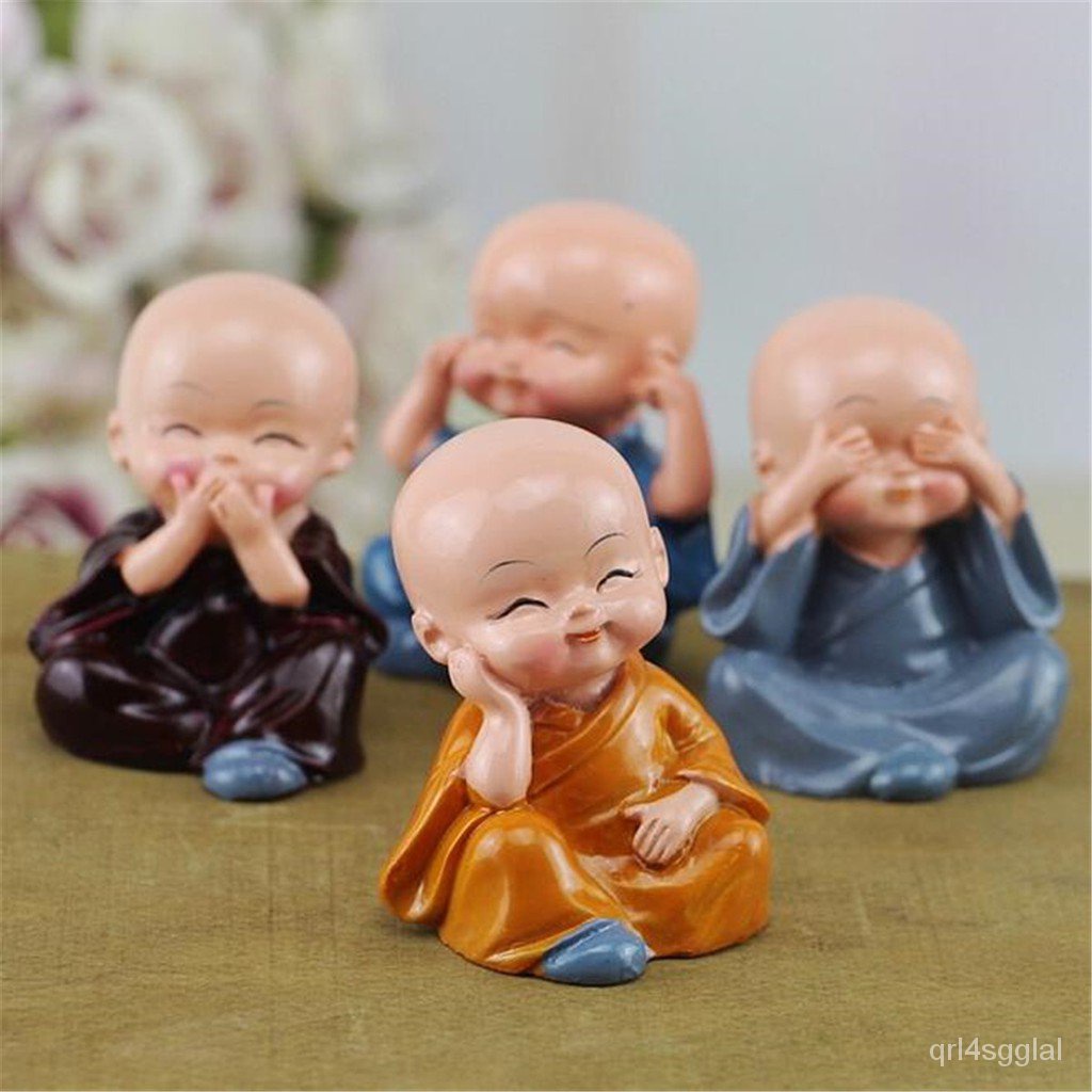 COD™Teamwinm 4Pcs Speak Hear See Think NO Evil Buddha Monk Shelf Decor S61G #3