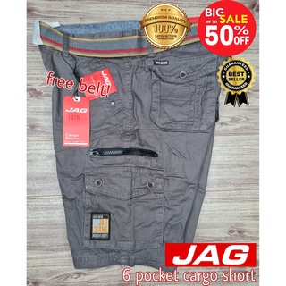 ◈Cargo Shorts (JAG) 6 Pocket with belt High quality branded overruns cargo short for men♗