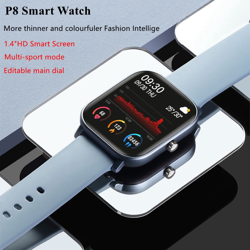 brandstof Hoes streep P8 Smart Watch Men Women 1.4inch Full Touch Fitness Tracker Heart Rate  Monitoring Sports Watches GTS for Xiaomi Huawei | Shopee Philippines