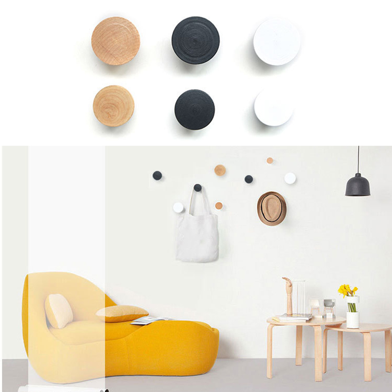 1 pcs Two Size Wood Wall Hanger Coat Rack Colorful Round Clothes Hook Wall Hanger Wooden Hooks Pretty Home Decoration