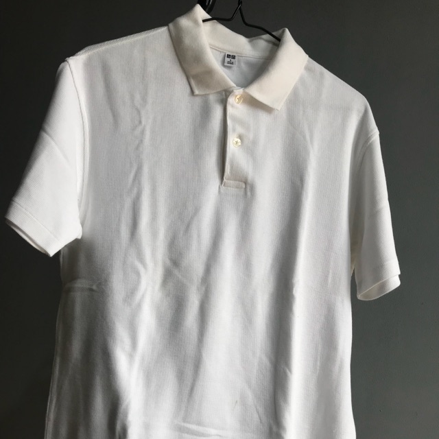Code 120: Pre-Loved Plain White Uniqlo Polo Shirt for Men | Shopee ...