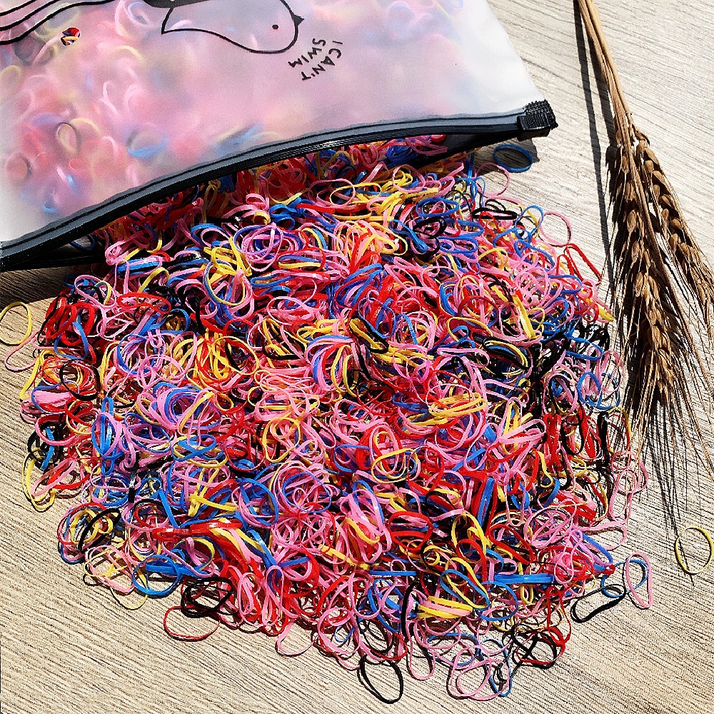1000 Pcs/Set Kids Girls Hair Rope Headdress Head Rope Student Cute Hair Ring Tie Head Rubber Band