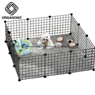 Organono DIY Black Frame Steel Panel Extendable Dog Cage Pet Cage Dog Fence Mesh Playpen Dog Home
