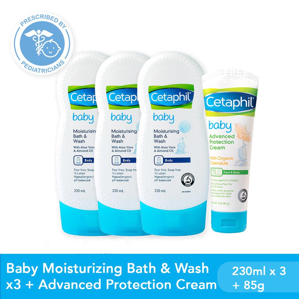 Cetaphil Baby Moisturizing Bath & Wash 230ml x3 + Baby Advanced