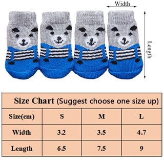 4Pcs Cute Pet Dog Socks Print Anti-Slip Cats Puppy Shoes Socks Cotton Soft Indoor Wear Pet Socks #4