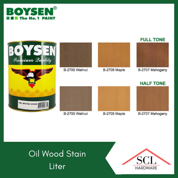 BOYSEN Oil Wood Stain Liter (Mahogany, Walnut, Maple, Oak) | Shopee ...