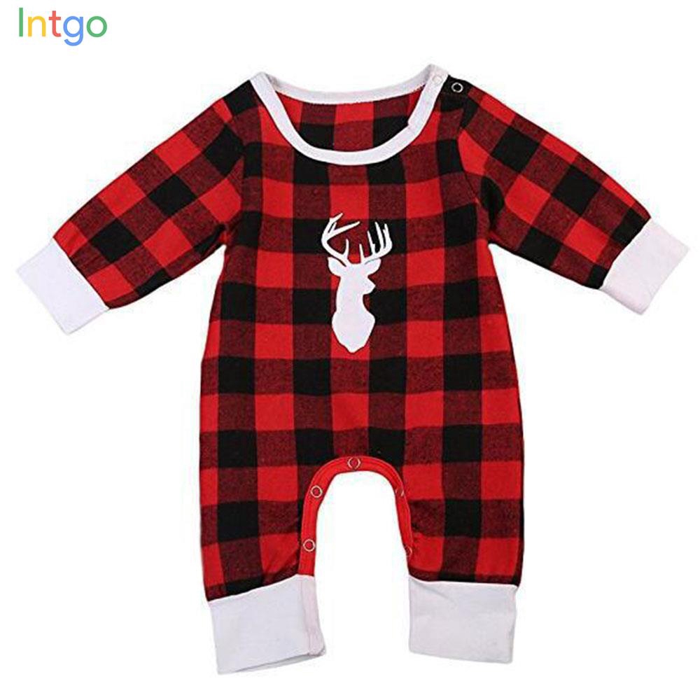 red plaid onesie baby