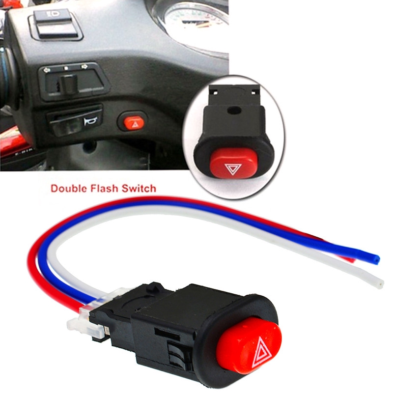 1 Pc Motorcycle Hazard Light Switch Button Double Flash Warning Flasher