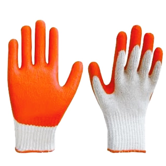 COD HEAVY DUTY Working Gloves Cotton/Poly With Orange Latex Rubber Palm