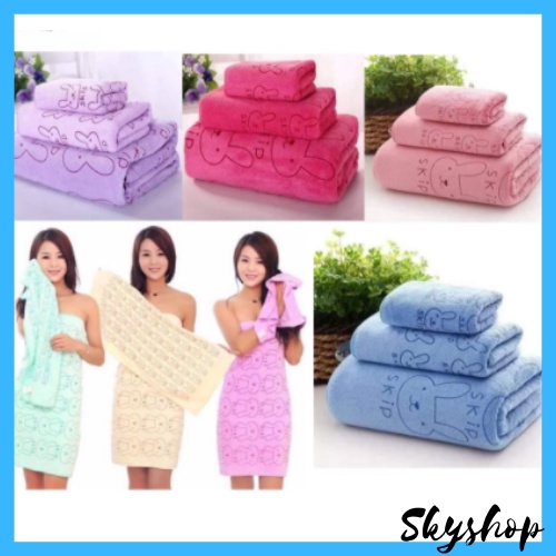 3 In 1 Korean Bath Towel Blue Blue Shopee Philippines