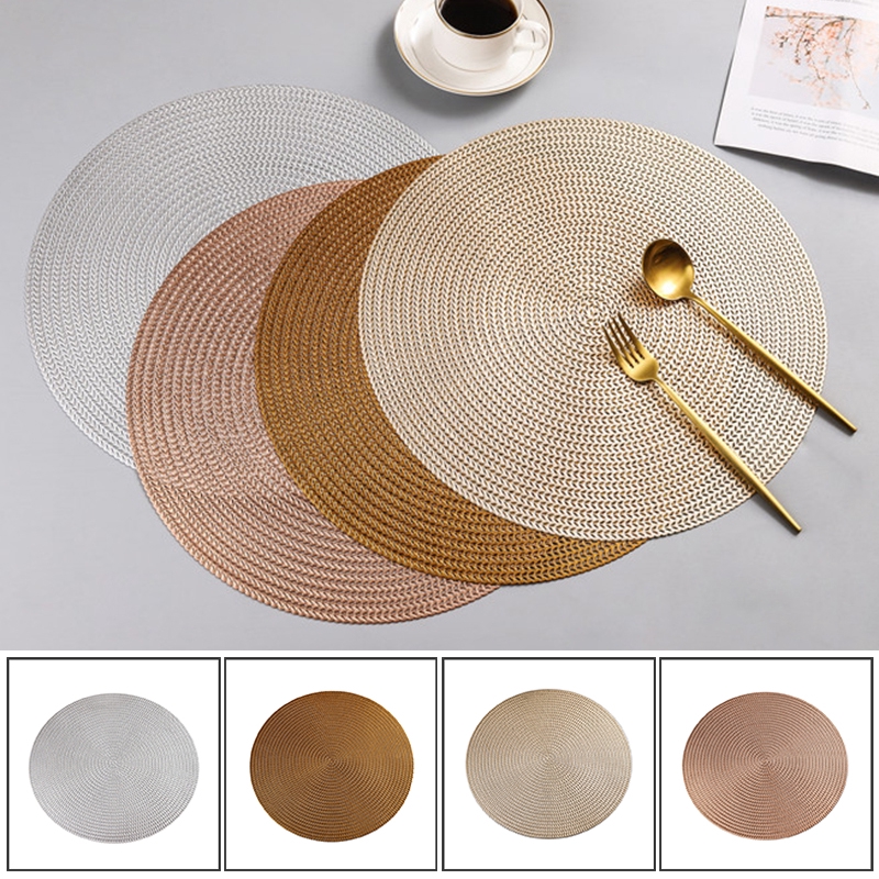 Placemat Reusable Restaurant Retro Round Home Mat 38cm Antislip Heat