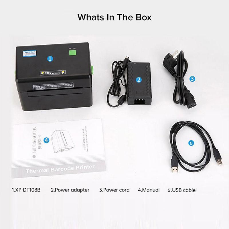 XPRINTER XP-DT108B Thermal Label Printer USB/USB+Bluetooth Barcode ...