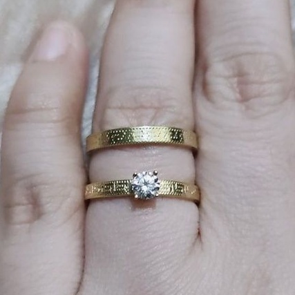 18K Saudi Gold Engagement and Wedding Ring | Shopee Philippines