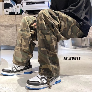 【S-3XL】Korean Style Wide Leg Camouflage Cargo Pants For Men And Women Unisex Splicing Multi-Pocket Slacks Pants Casual Cotton Pant Mens #8