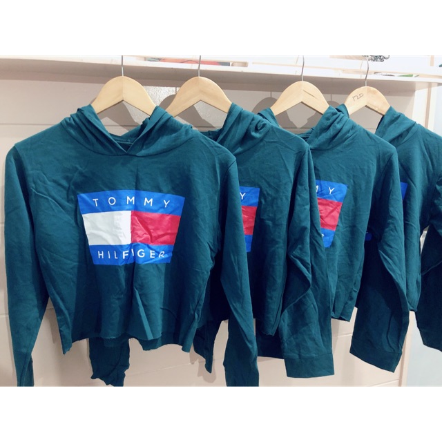 tommy crop top hoodie